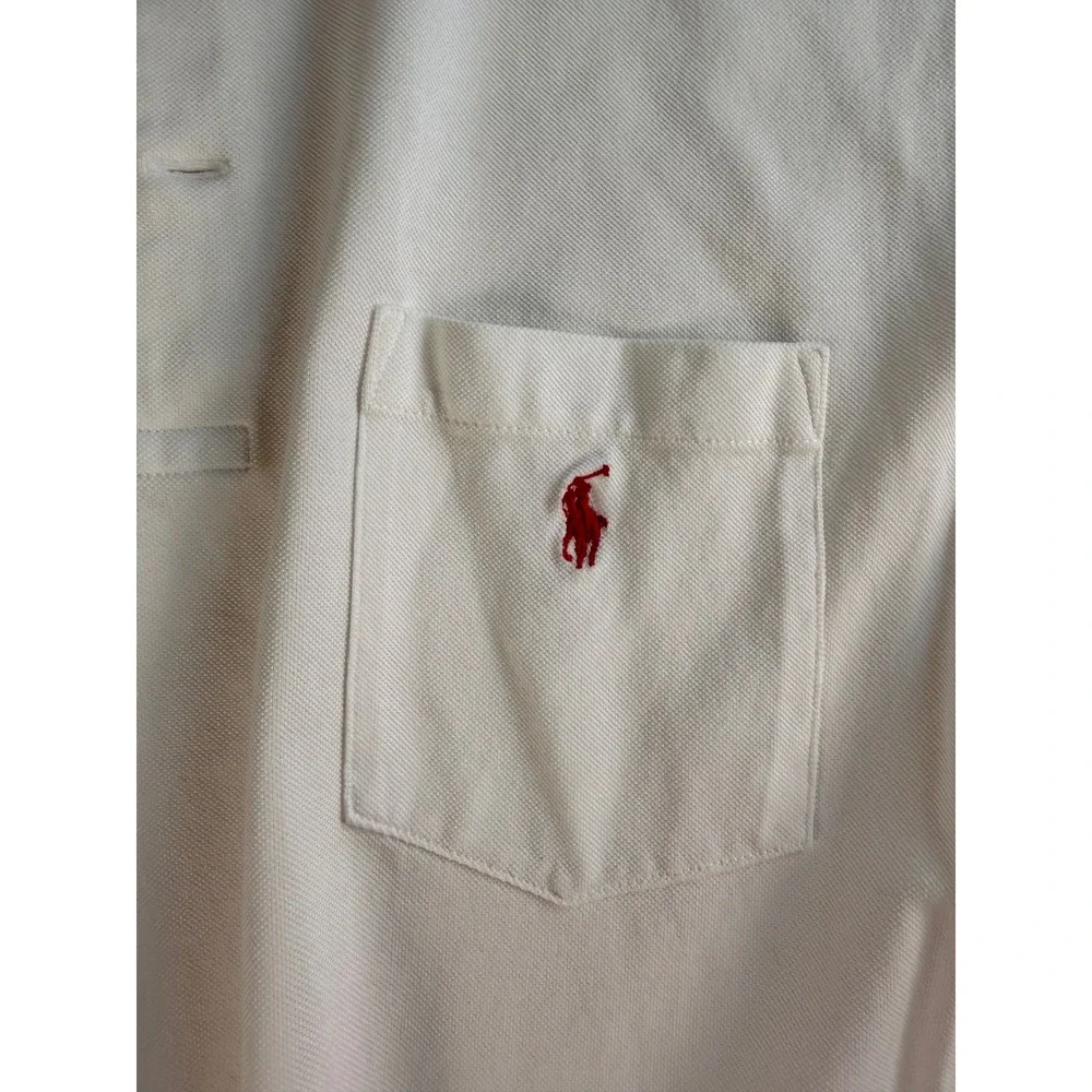 Polo Ralph Lauren Polo Shirt Mens M White Excellent Golf Fit Pima Cotton Pocket